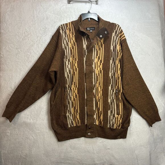 Silver Jeans Other - Vintage Men SILVERSILK Fancy Thick Sweater Jacket Zipper Pockets Mock Neck